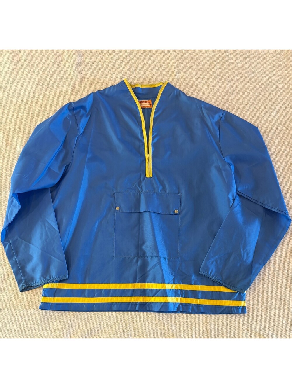 Vintage 60s Catalina Surfers Nylon Surf Windbreaker Pullover Smock Blue Yellow L - Picture 1 of 10